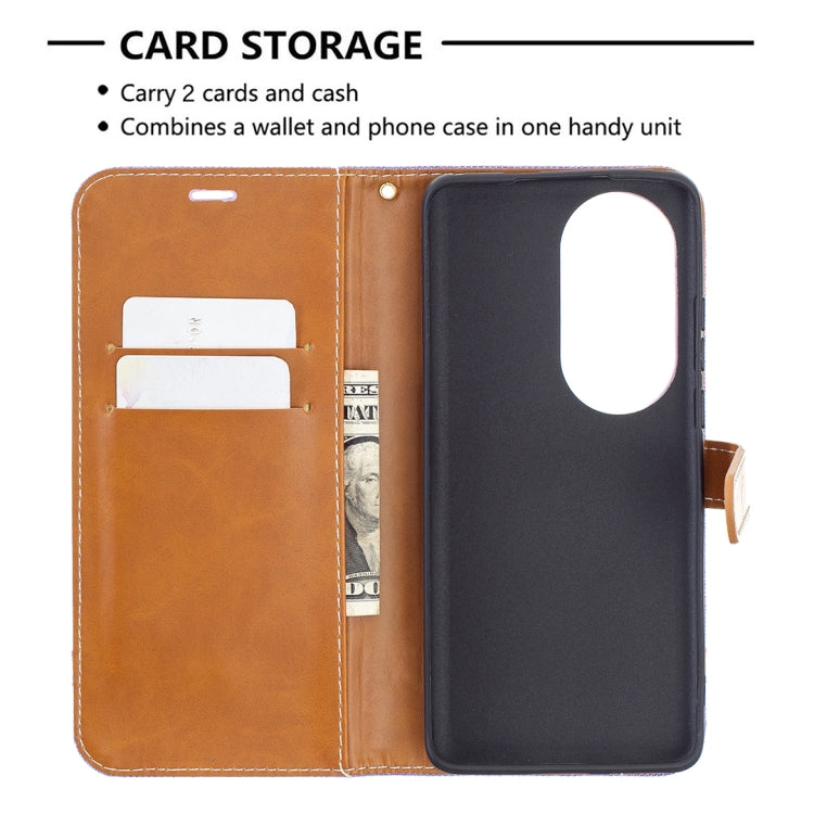 For Huawei P50 Pro Color Matching Denim Texture Horizontal Flip Leather Case with Holder & Card Slots & Wallet & Lanyard