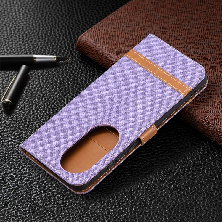 For Huawei P50 Pro Color Matching Denim Texture Horizontal Flip Leather Case with Holder & Card Slots & Wallet & Lanyard