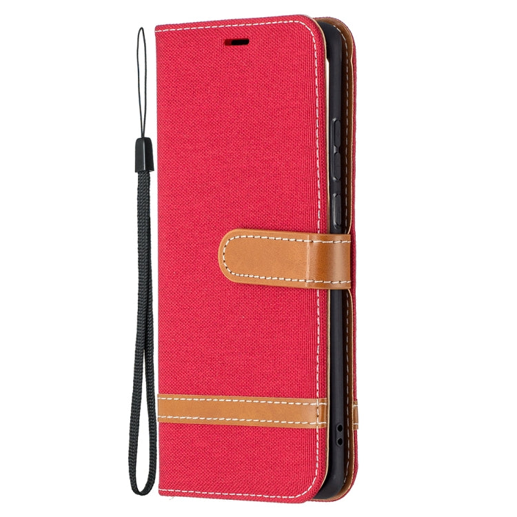 For Huawei P50 Pro Color Matching Denim Texture Horizontal Flip Leather Case with Holder & Card Slots & Wallet & Lanyard