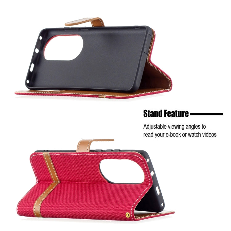 For Huawei P50 Pro Color Matching Denim Texture Horizontal Flip Leather Case with Holder & Card Slots & Wallet & Lanyard
