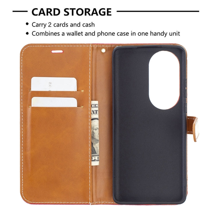 For Huawei P50 Pro Color Matching Denim Texture Horizontal Flip Leather Case with Holder & Card Slots & Wallet & Lanyard