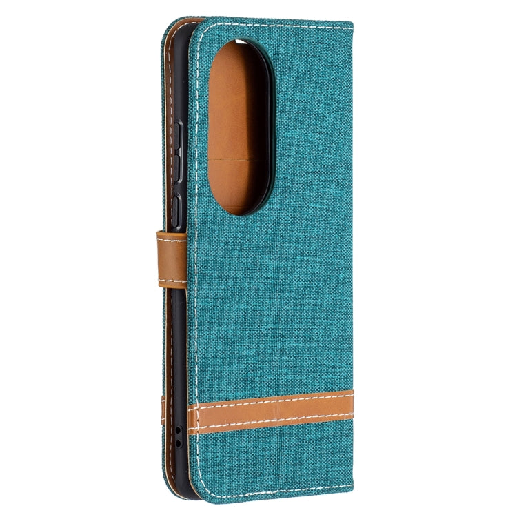 For Huawei P50 Pro Color Matching Denim Texture Horizontal Flip Leather Case with Holder & Card Slots & Wallet & Lanyard