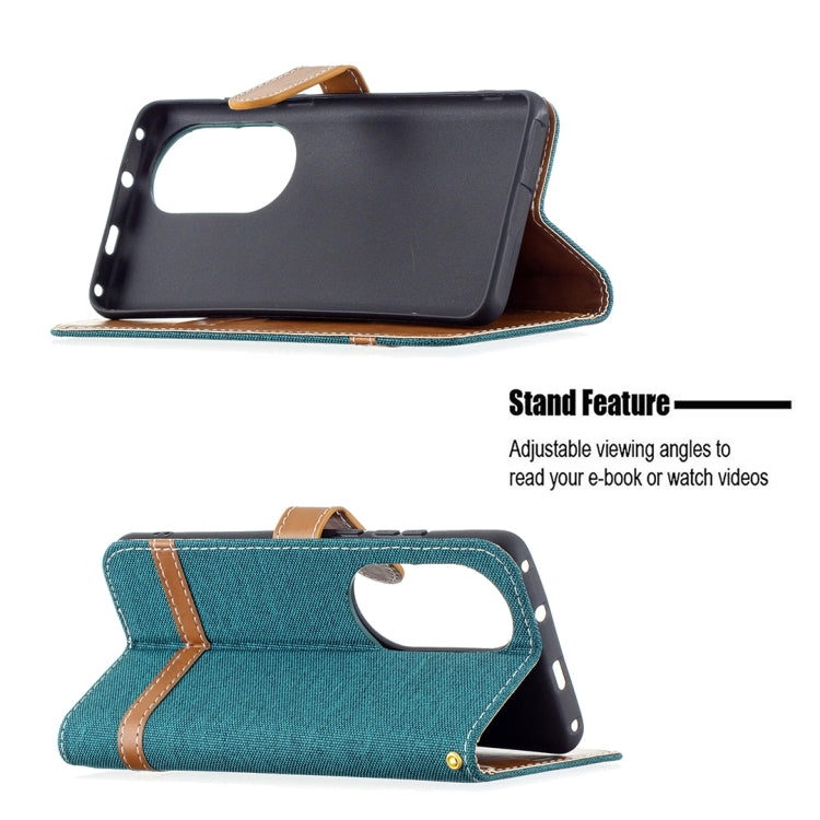 For Huawei P50 Pro Color Matching Denim Texture Horizontal Flip Leather Case with Holder & Card Slots & Wallet & Lanyard