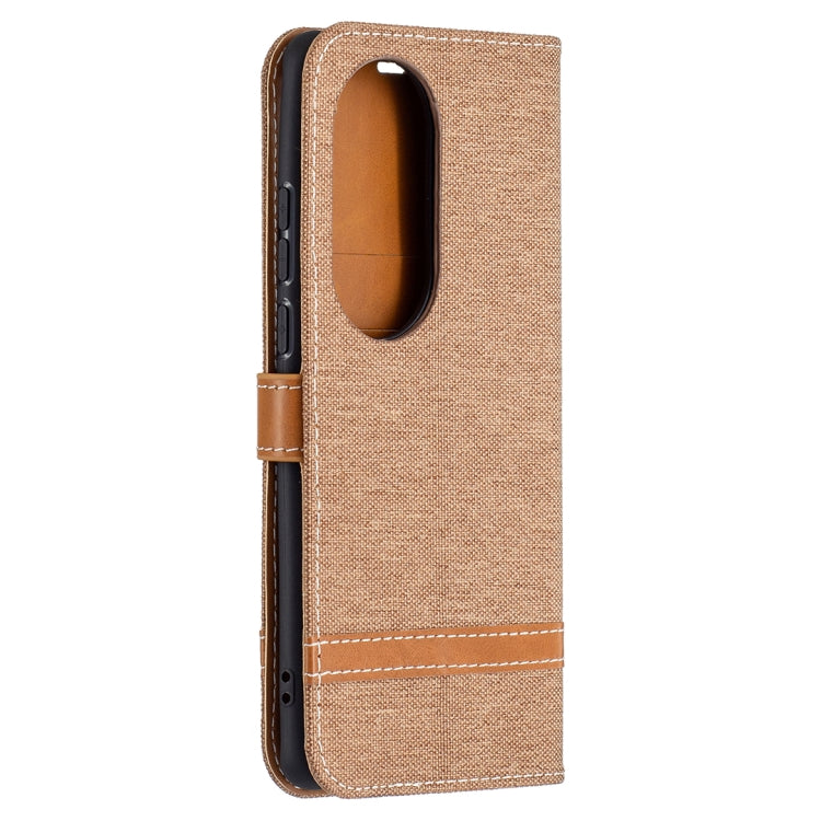 For Huawei P50 Pro Color Matching Denim Texture Horizontal Flip Leather Case with Holder & Card Slots & Wallet & Lanyard