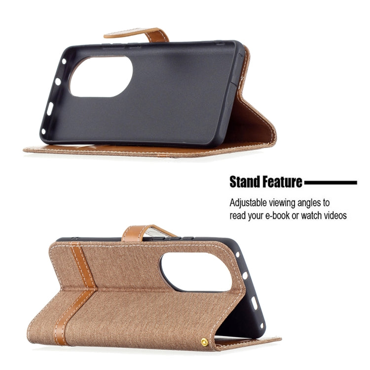 For Huawei P50 Pro Color Matching Denim Texture Horizontal Flip Leather Case with Holder & Card Slots & Wallet & Lanyard