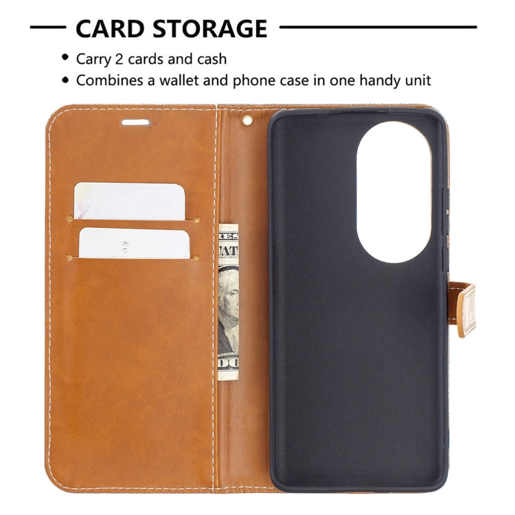 For Huawei P50 Pro Color Matching Denim Texture Horizontal Flip Leather Case with Holder & Card Slots & Wallet & Lanyard