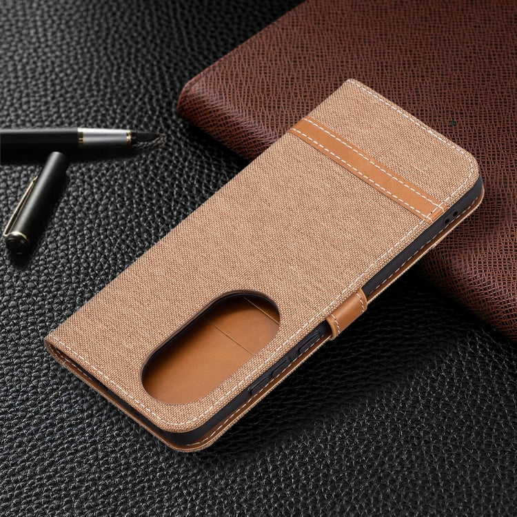 For Huawei P50 Pro Color Matching Denim Texture Horizontal Flip Leather Case with Holder & Card Slots & Wallet & Lanyard