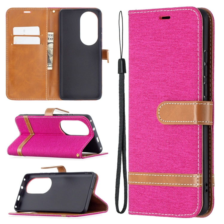 For Huawei P50 Pro Color Matching Denim Texture Horizontal Flip Leather Case with Holder & Card Slots & Wallet & Lanyard