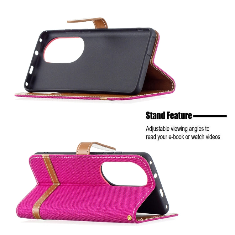 For Huawei P50 Pro Color Matching Denim Texture Horizontal Flip Leather Case with Holder & Card Slots & Wallet & Lanyard