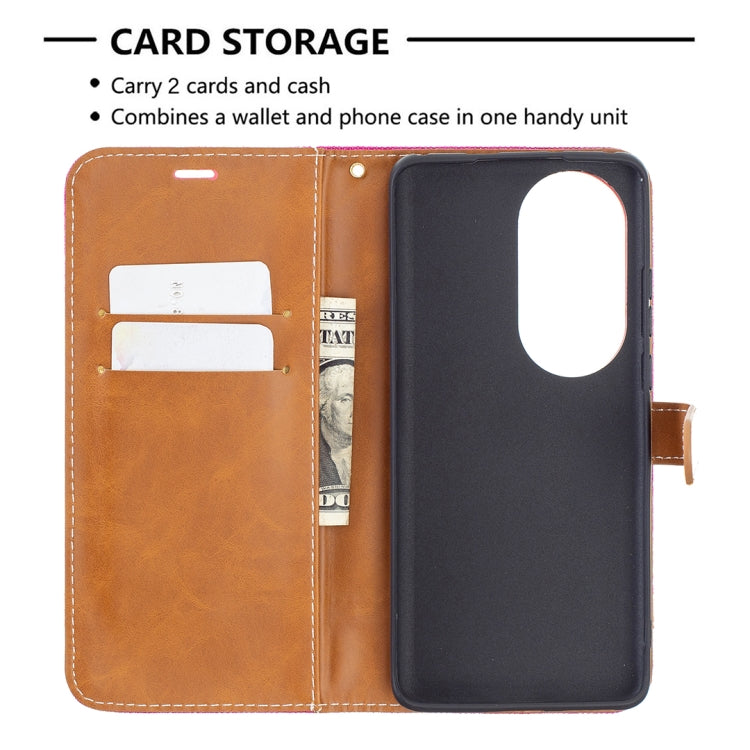 For Huawei P50 Pro Color Matching Denim Texture Horizontal Flip Leather Case with Holder & Card Slots & Wallet & Lanyard