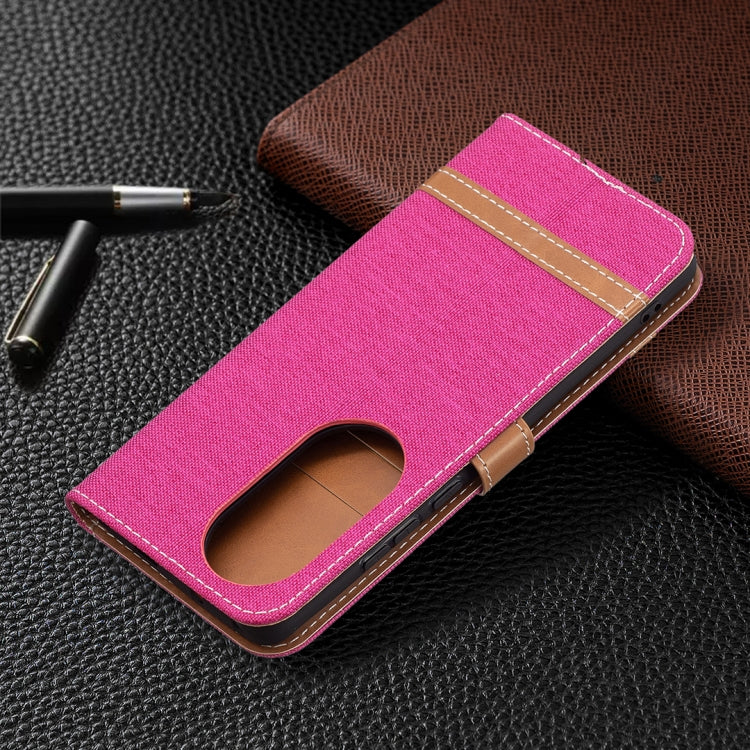 For Huawei P50 Pro Color Matching Denim Texture Horizontal Flip Leather Case with Holder & Card Slots & Wallet & Lanyard