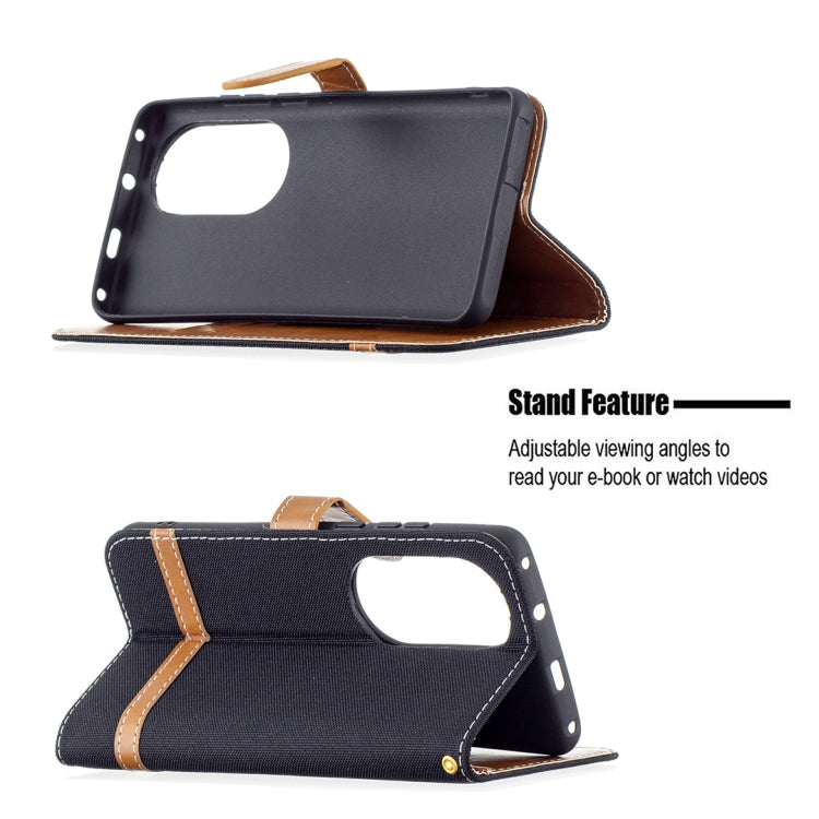 For Huawei P50 Pro Color Matching Denim Texture Horizontal Flip Leather Case with Holder & Card Slots & Wallet & Lanyard