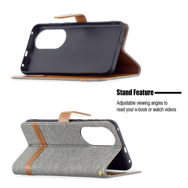 For Huawei P50 Color Matching Denim Texture Horizontal Flip Leather Case with Holder & Card Slots & Wallet & Lanyard