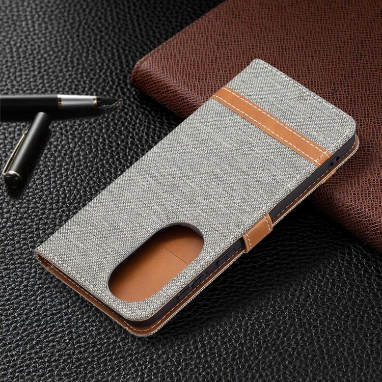 For Huawei P50 Color Matching Denim Texture Horizontal Flip Leather Case with Holder & Card Slots & Wallet & Lanyard