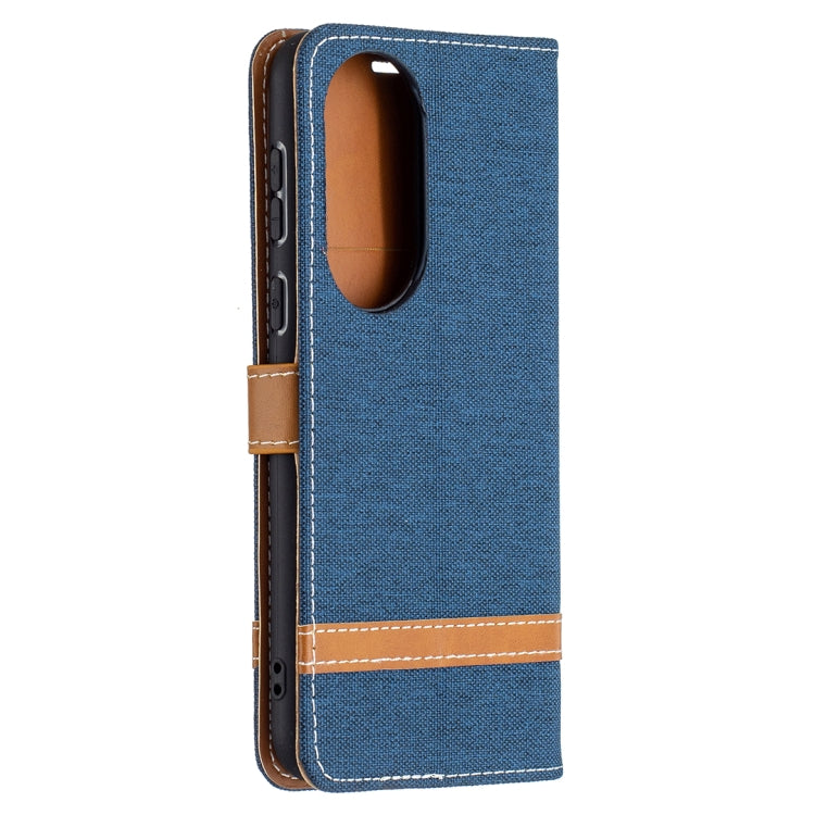 For Huawei P50 Color Matching Denim Texture Horizontal Flip Leather Case with Holder & Card Slots & Wallet & Lanyard