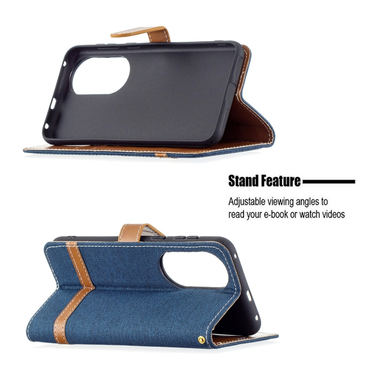 For Huawei P50 Color Matching Denim Texture Horizontal Flip Leather Case with Holder & Card Slots & Wallet & Lanyard