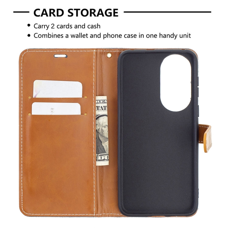 For Huawei P50 Color Matching Denim Texture Horizontal Flip Leather Case with Holder & Card Slots & Wallet & Lanyard