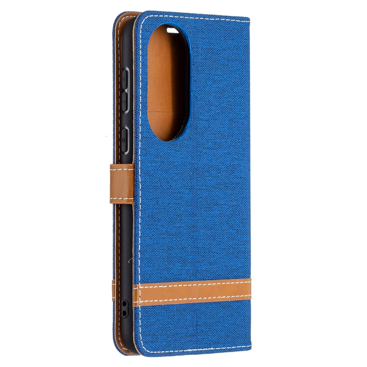 For Huawei P50 Color Matching Denim Texture Horizontal Flip Leather Case with Holder & Card Slots & Wallet & Lanyard