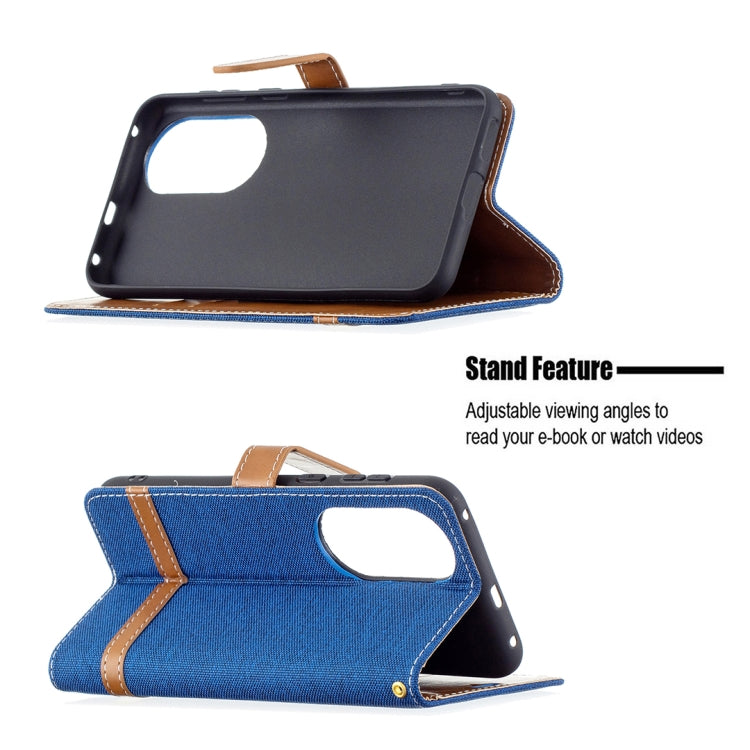 For Huawei P50 Color Matching Denim Texture Horizontal Flip Leather Case with Holder & Card Slots & Wallet & Lanyard