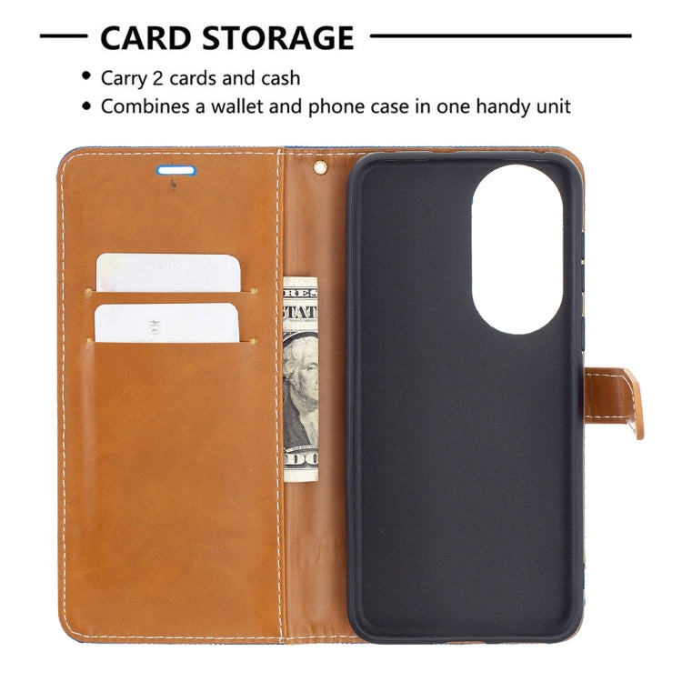 For Huawei P50 Color Matching Denim Texture Horizontal Flip Leather Case with Holder & Card Slots & Wallet & Lanyard