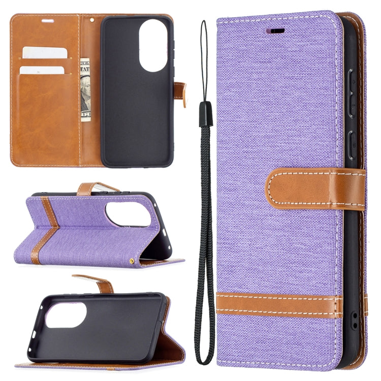 For Huawei P50 Color Matching Denim Texture Horizontal Flip Leather Case with Holder & Card Slots & Wallet & Lanyard