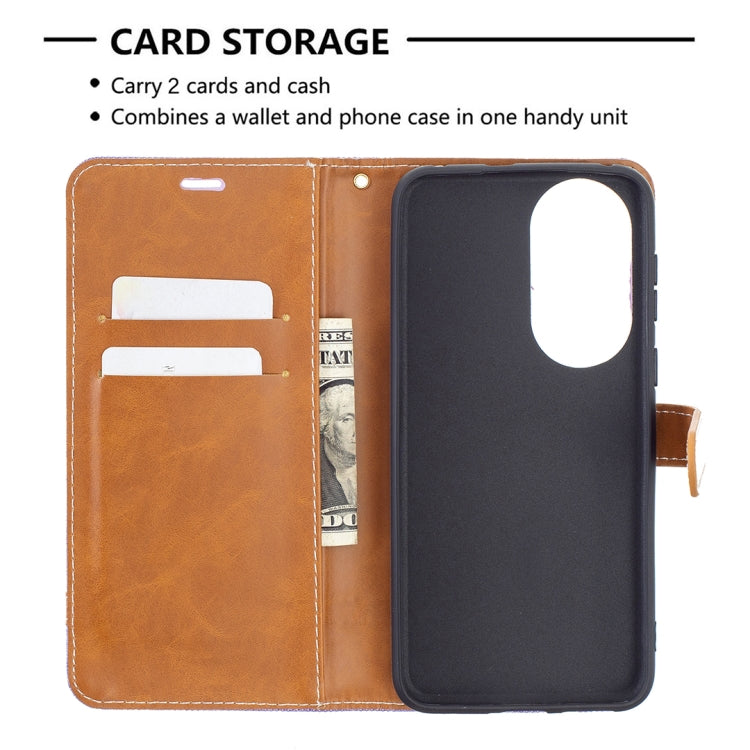 For Huawei P50 Color Matching Denim Texture Horizontal Flip Leather Case with Holder & Card Slots & Wallet & Lanyard
