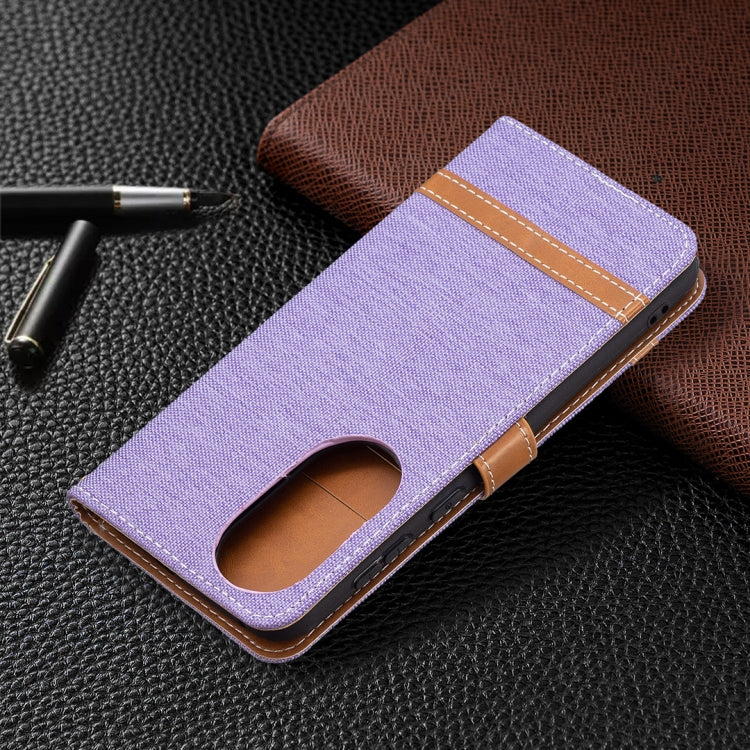 For Huawei P50 Color Matching Denim Texture Horizontal Flip Leather Case with Holder & Card Slots & Wallet & Lanyard