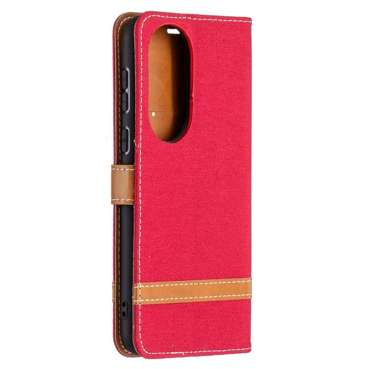 For Huawei P50 Color Matching Denim Texture Horizontal Flip Leather Case with Holder & Card Slots & Wallet & Lanyard