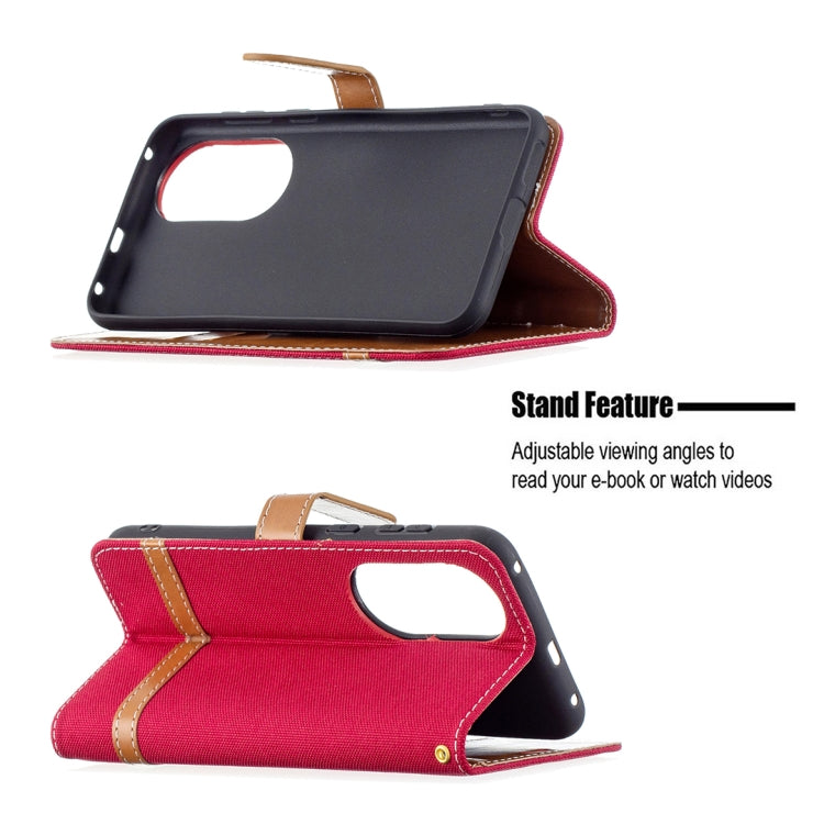 For Huawei P50 Color Matching Denim Texture Horizontal Flip Leather Case with Holder & Card Slots & Wallet & Lanyard