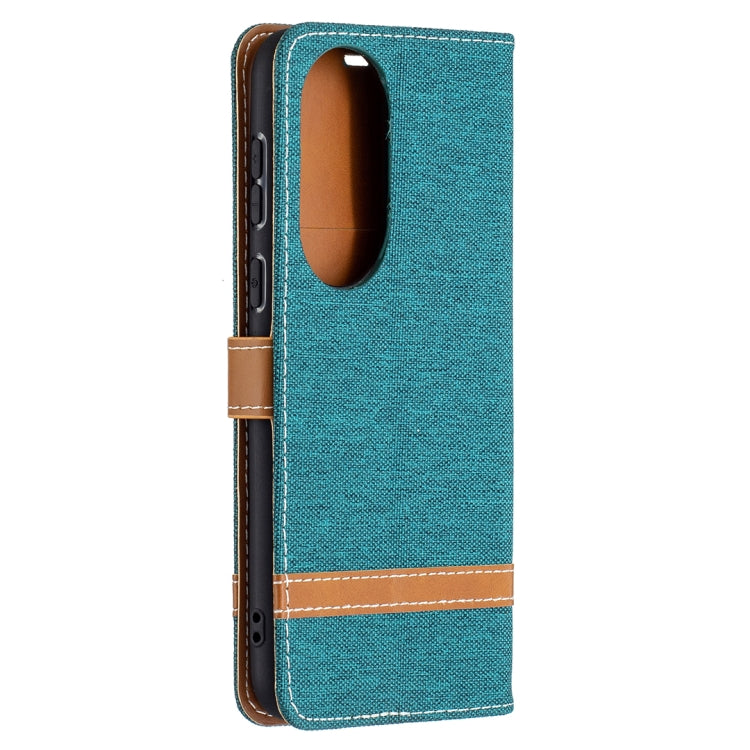 For Huawei P50 Color Matching Denim Texture Horizontal Flip Leather Case with Holder & Card Slots & Wallet & Lanyard