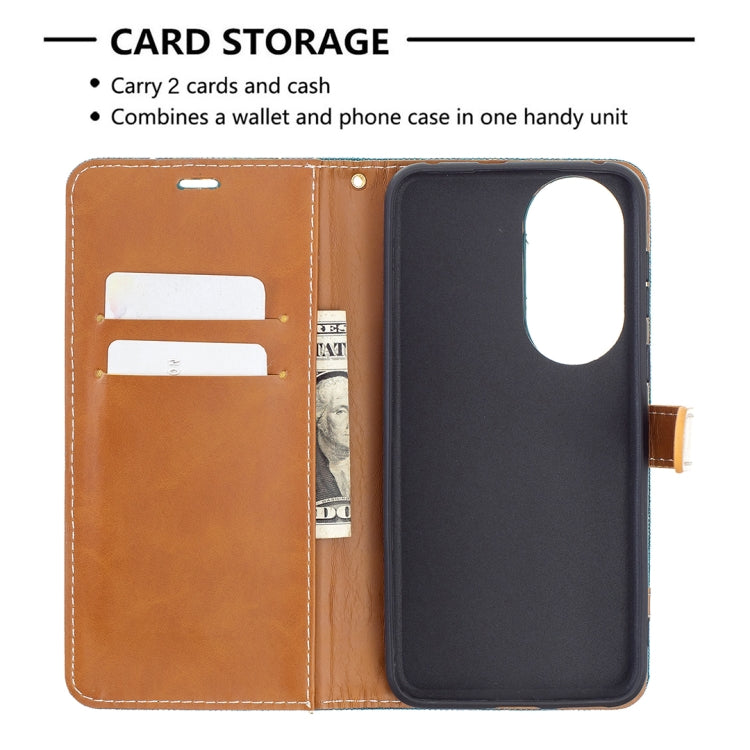 For Huawei P50 Color Matching Denim Texture Horizontal Flip Leather Case with Holder & Card Slots & Wallet & Lanyard