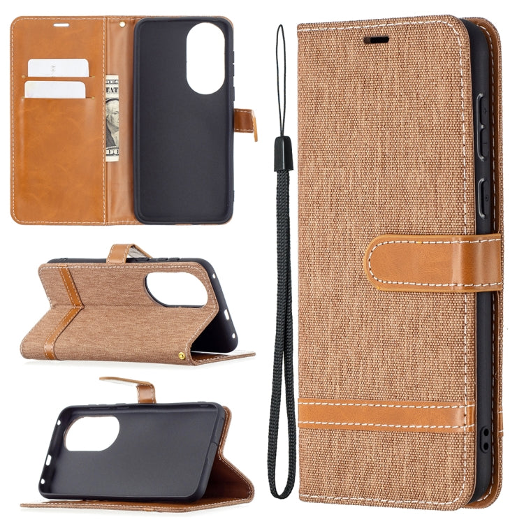 For Huawei P50 Color Matching Denim Texture Horizontal Flip Leather Case with Holder & Card Slots & Wallet & Lanyard