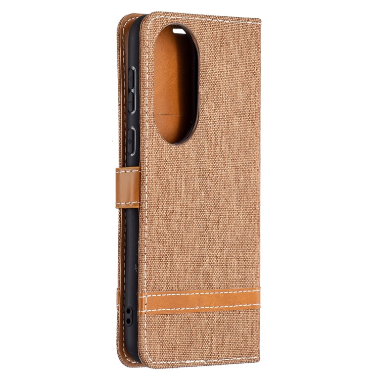 For Huawei P50 Color Matching Denim Texture Horizontal Flip Leather Case with Holder & Card Slots & Wallet & Lanyard