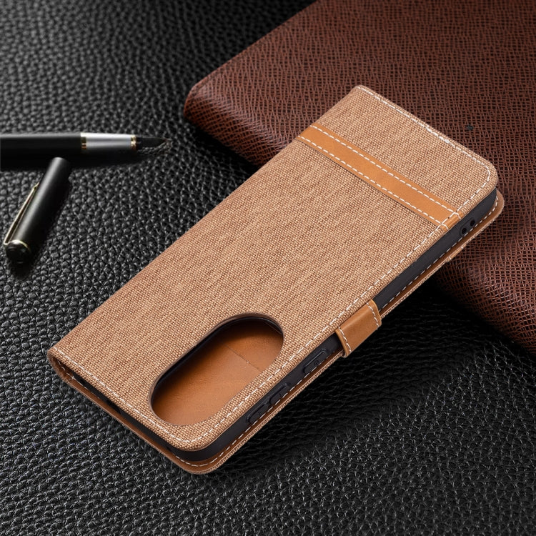 For Huawei P50 Color Matching Denim Texture Horizontal Flip Leather Case with Holder & Card Slots & Wallet & Lanyard