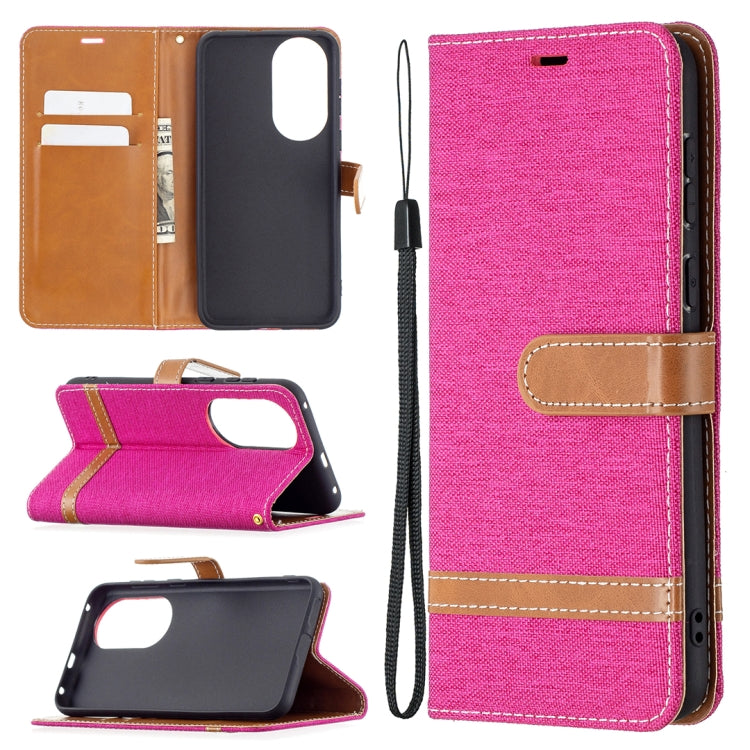 For Huawei P50 Color Matching Denim Texture Horizontal Flip Leather Case with Holder & Card Slots & Wallet & Lanyard