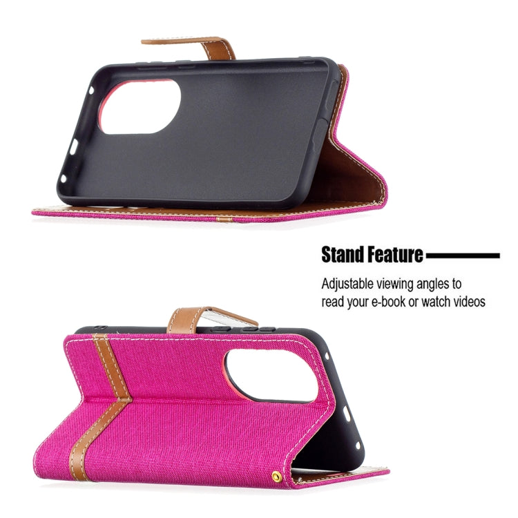 For Huawei P50 Color Matching Denim Texture Horizontal Flip Leather Case with Holder & Card Slots & Wallet & Lanyard