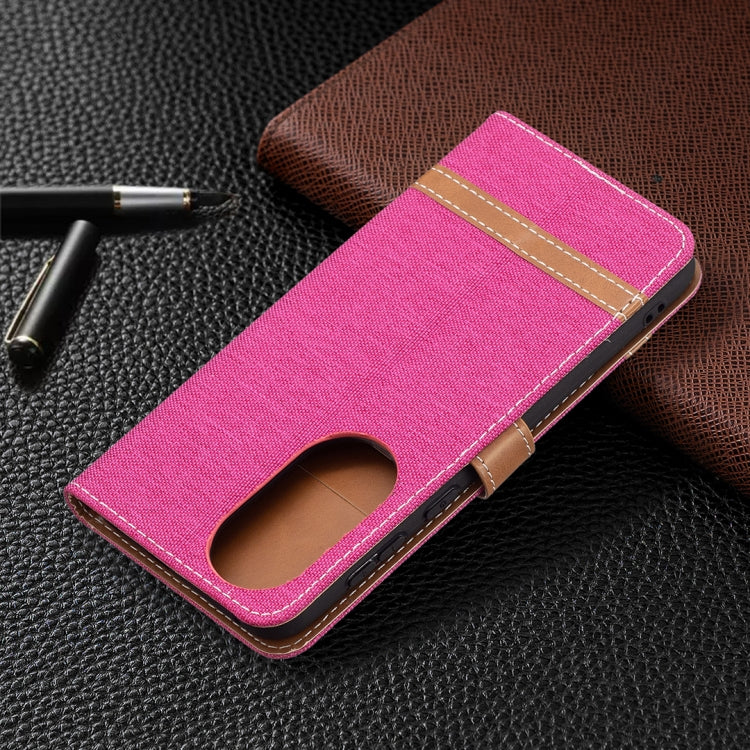 For Huawei P50 Color Matching Denim Texture Horizontal Flip Leather Case with Holder & Card Slots & Wallet & Lanyard