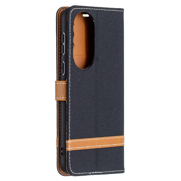 For Huawei P50 Color Matching Denim Texture Horizontal Flip Leather Case with Holder & Card Slots & Wallet & Lanyard