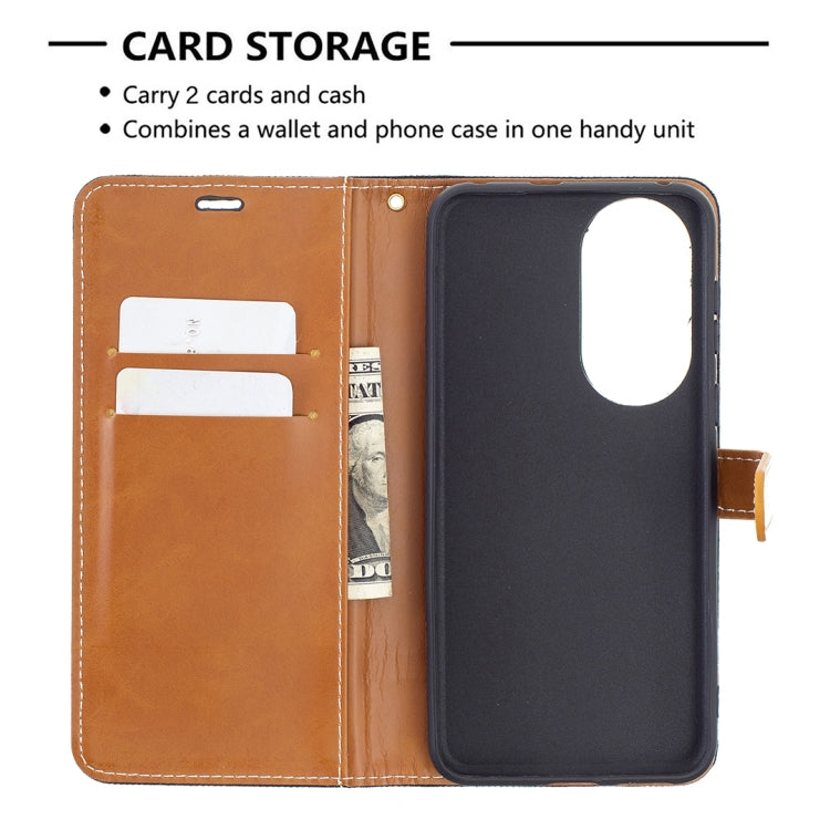 For Huawei P50 Color Matching Denim Texture Horizontal Flip Leather Case with Holder & Card Slots & Wallet & Lanyard