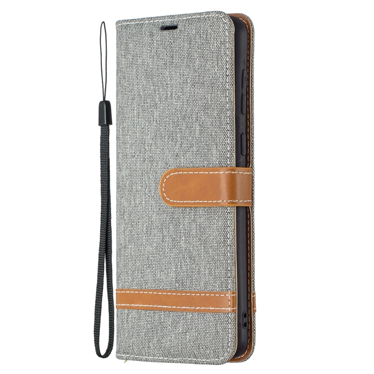 For Samsung Galaxy A02 Color Matching Denim Texture Horizontal Flip Leather Case with Holder & Card Slots & Wallet & Lanyard