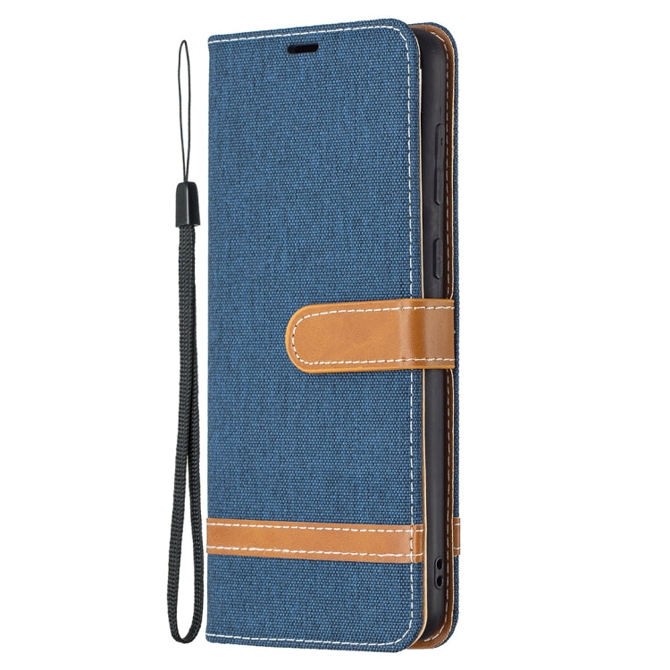 For Samsung Galaxy A02 Color Matching Denim Texture Horizontal Flip Leather Case with Holder & Card Slots & Wallet & Lanyard