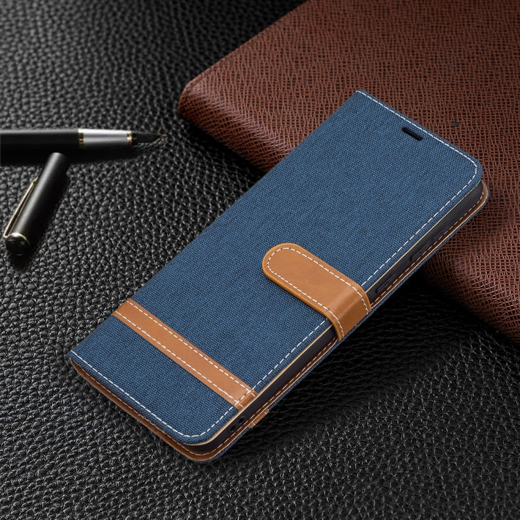For Samsung Galaxy A02 Color Matching Denim Texture Horizontal Flip Leather Case with Holder & Card Slots & Wallet & Lanyard