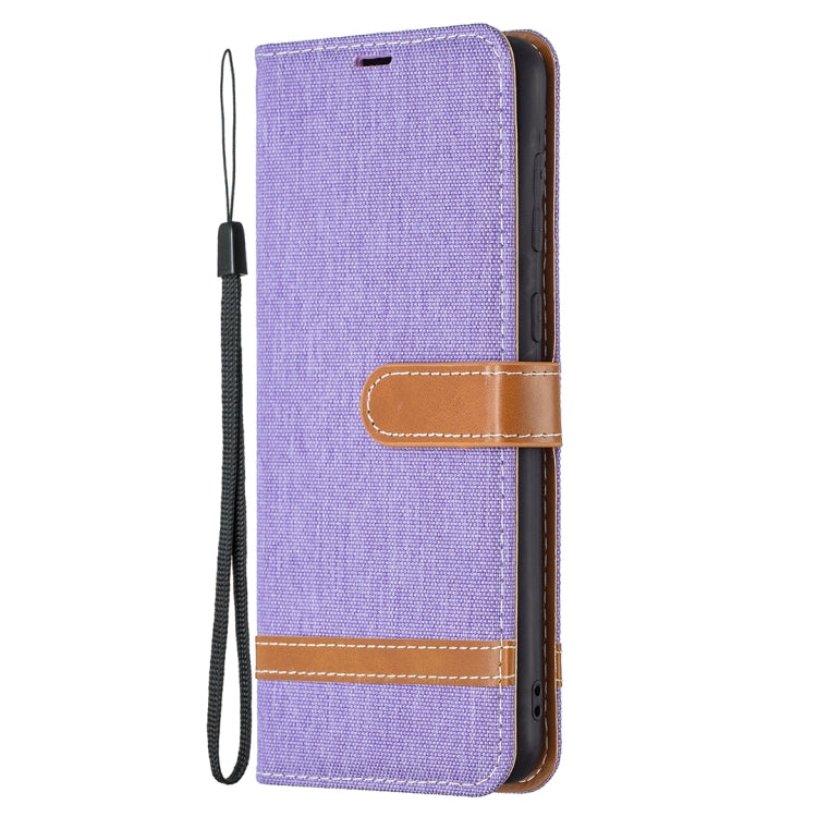 For Samsung Galaxy A02 Color Matching Denim Texture Horizontal Flip Leather Case with Holder & Card Slots & Wallet & Lanyard