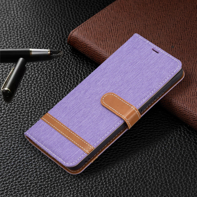 For Samsung Galaxy A02 Color Matching Denim Texture Horizontal Flip Leather Case with Holder & Card Slots & Wallet & Lanyard