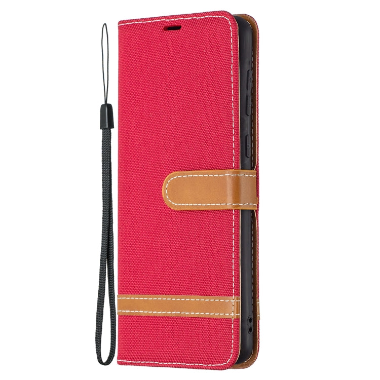 For Samsung Galaxy A02 Color Matching Denim Texture Horizontal Flip Leather Case with Holder & Card Slots & Wallet & Lanyard