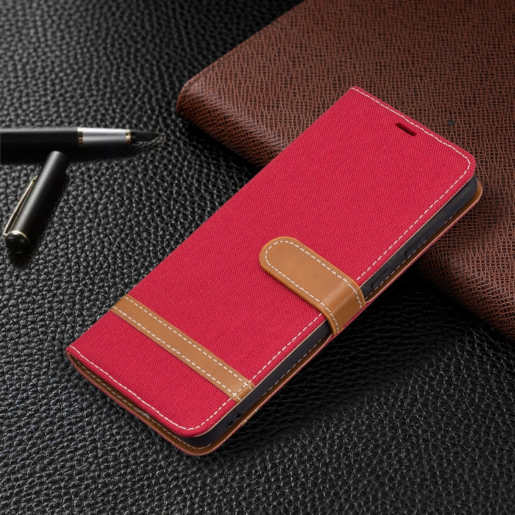 For Samsung Galaxy A02 Color Matching Denim Texture Horizontal Flip Leather Case with Holder & Card Slots & Wallet & Lanyard