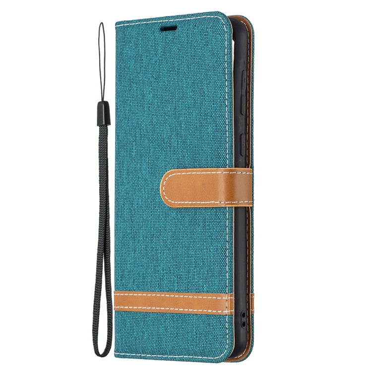 For Samsung Galaxy A02 Color Matching Denim Texture Horizontal Flip Leather Case with Holder & Card Slots & Wallet & Lanyard