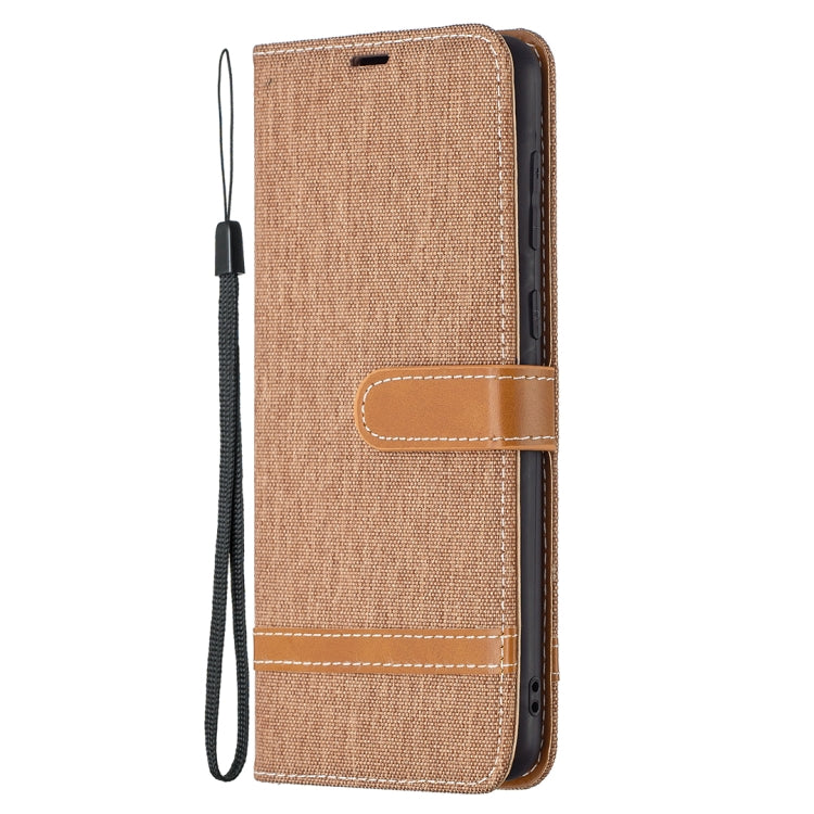 For Samsung Galaxy A02 Color Matching Denim Texture Horizontal Flip Leather Case with Holder & Card Slots & Wallet & Lanyard