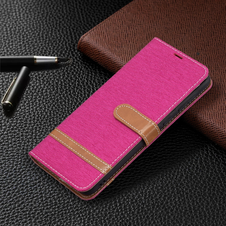 For Samsung Galaxy A02 Color Matching Denim Texture Horizontal Flip Leather Case with Holder & Card Slots & Wallet & Lanyard
