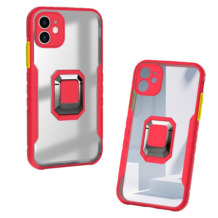 For iPhone 12 Pro Clear TPE + PC + TPU Magnetic Shockproof Case with Ultra-thin Ring Holder
